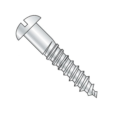 Wood Screw, #8, 1/2 In, Zinc Plated Steel Round Head Slotted Drive, 100 PK
